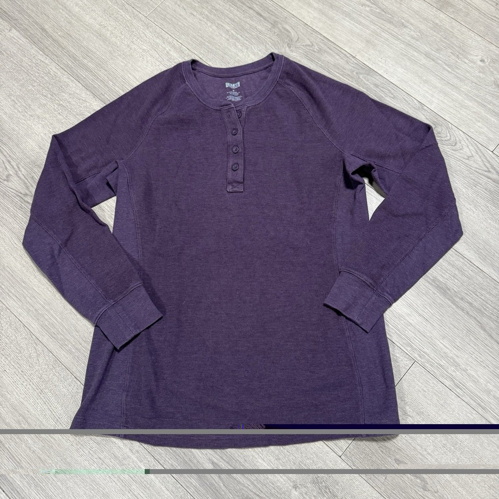Duluth Trading Co Long Sleeve Purple Henley Shirt  Women's Size M Cotton Blend